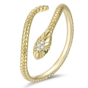 14K Gold Plated Sterling Silver Gold Snake Ring